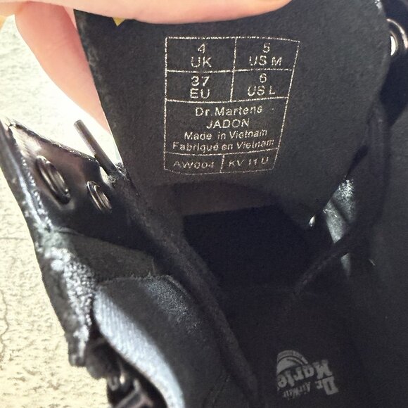 Dr. Martens Jadon Platform Combat Boots Size W6 M5 Black Leather Punk Goth Docs - Picture 9 of 9
